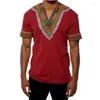 Etniska kläder sommar afrikanska män t-shirts dashiki afrika topptryck rika bazin casual kortärm t-shirt man folk streetwear