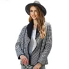 Women's Wool Blends Flash Fleece 2023 Autumn/winter New Women's Fashion Cardigan Long Sleeve Polo Collar Thousand Bird Checker Composite Plush Coat for Women
