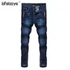 Whole-2016 Nieuwe mannen Wit Blauw Jeans Robin Mannen Jeans Slanke Denim Skinny Potlood Broek Cowboy High Fashion Beroemde Design274h