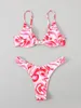 Kvinnors badkläder Kvinnor Pink Wave Print Push Up Padded Two Piece Swimsuit Cut Out Summer Bathing Suit Biquini 2023 Sexig Underwire Bikini