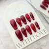 False Nails Red Handmade Press On Full Cover Professional Manicuree Heart Wearable Artificial With Designs