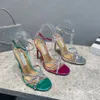 Aquazzura High Heels Buty damskie buty projektanty Sandały Czerwone dolne kryształowy impreza ślubna Buty Wysuncze Seksowne tylne pasek Pvc Office Butesmaid Buty 35-41 z pudełkiem