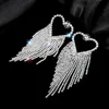 Dangle Earrings & Chandelier Extra Large Heart Shaped Crystal Party Jewelry Gift Womens Long Tassel Rhinestone