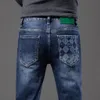 Herr jeans designer designer klassiska mäns jeans vaqueros ariat mode denim blå smala byxor stretcasual zqo2 hiu5