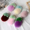 Keychains Rex Fur Soft Adorable Eggplant Bag Pendant Cute Plush Doll Car Key Chain Female