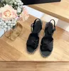 Sandali firmati da donna di livello stella Moda fatti a mano in pelle di lino con tacco alto 8 cm Abito da spiaggia per sfilata di lusso Scarpe taglia 35-41