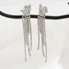 Boucles d'oreilles à dos avec pompon astral, strass de luxe, longue bobine de moustique femelle, sans perçage, Clip d'oreille