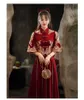 Abbigliamento etnico Elegante abito da sposa rosso tradizionale Matrimonio cinese Cheongsam Vintage Toast Abito da sera moderno Qipao