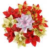 Decoratieve bloemen 5/10 stuks glitter kunstmatige poinsettia kerstboom bloemornamenten bruiloft krans decoraties doe-het-zelf benodigdheden