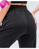 Lulu-pantalones de Yoga para mujer, pantalón noveno para correr, Fitness, con bolsillo con cremallera, cintura alta, elástico, informal, para correr, 4 colores, 2024