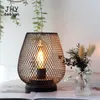 Tafellampen metalen kooi led lamp batterij aangedreven lantaarn ornament outdoor home tuin kerstfeest lichte decoratie