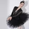 Abbigliamento da palcoscenico Balletto Danza Performance professionale Tutu Gonna Ballerina per adulti Lago dei cigni Rete dura Tutù bianco nero con slip