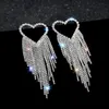 Dangle Earrings & Chandelier Extra Large Heart Shaped Crystal Party Jewelry Gift Womens Long Tassel Rhinestone