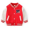 Jackets Kids Winter Jacket Knop Casual Letter Baseball uniform lagen rond nek vest sportkleding herfst en kinderkleding