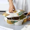 Plates Ceramic Fruit Box Creative Chocolate Candy Nut Snack With Lid Living Room Multi-function Desktop Tissue Wedding Gifts