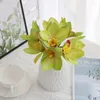 Decorative Flowers Artificial Bouquet 4 Hand Tie Feel Cymbidium Faberi Orchid Fake Flower Bridal Home Living Decoration