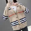 Pulls Tricots Veste cardigan femme Col V rayé sexy ample tout-match pull manches longues femme Chemisier Sweatshirts Manteaux