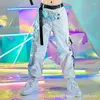 Scene Wear Kid Kpop Hip-Hop Dance Clothes Reflective Rave Outfit Girl Jazz Dancewear Festival Crop Topps Lastbyxor Catwalk Show Costume