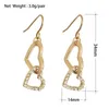 Dangle Earrings Lovely Gold Color Plating Clear Stone Decorated Heart Link Drop For Women Girl Elegant Casual Girly Daily Party Jewelry