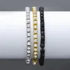 Bracelet de Tennis coupe carrée de 5mm, pierre CZ transparente, plaqué or véritable, bijoux pour femmes