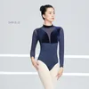 Stage Wear Ballet Leotard Woman Costume Outfit For Girls Gymnastics Figure Skating Dress Long Sleeve Velvet Dance Leotards