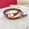 Classic Women Pure Copper Smooth Buckle Belt Double-sided Reversible Dress Decorative Thin Waist Belts Fashion Designer Belt Width 2.0cm High-quality