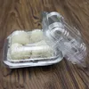 Take Out Containers 100pcs Disposable Transparent Plastic Boxes Hinged Lid Four-grid Takeout Food For Desserts Fruits