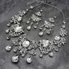 Ketting Oorbellen Set Strass Glanzend 2 stks/set Volledige Kwastje Bruidsverklaring Bib