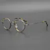 moda giapponese fatta a mano Fengling erba scolpita occhiali in puro titanio stile Repubblica Cinese Xu Zhimo piccola cornice rotonda