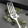 Dinnerware Sets 1PC Stainless Steel Knife Fork Spoon Tableware Portable Engraved Letter Print Forks Holiday Gifts Kitchen