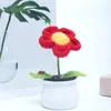 Decorative Flowers 1pc Handmade Crochet Mini Bonsai Desktop Ornament Wedding Party Pography Props Diy Home Decorations