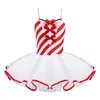 Stage Wear Girls Elf Christmas Dress Kids Candy Cane listrada listras listras Santa Cosplay Costume Carnival Party Ballet Tutu Tutu