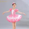 Bühnenkleidung Mädchen Rosa Tutu Ballettkleid Kurz- / Langarm Pailletten Tanz Für Kinder Prinzessin Professionelle Kostüm Frauen