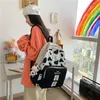 Backpack Cow Pattern Women Cute Nylon Student Schoolbag Kawaii Bags Ladies Large Capacity Laptop Bagpack Girl Bookbag Mochila