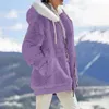 Women's Jackets Women Winter Coat Solid Color Warm Furry Plush Oversize Long Teddy Bear Hooded Drawstring Cardigan