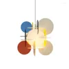 Hängslampor moderna led vardagsrum lampor nordiska kreativa diy skarv akryl färgglada hängande lamp takbelysning fixturer wj1010