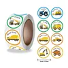 Emballage cadeau 500 pièces/rouleau 2.5CM autocollants de récompense pour enfants mignon dessin animé transport Train pelle école enseignants étiquettes autocollantes