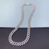 Hot Sale Hiphop Cuban Chain Necklace Armband 925 Sterling Silver 12mm Double Row VVS Moissanite Hiphop Cuban Chain Necklace