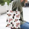 Boodschappentassen Mode canvas tas Vrije tijd Grote handtas Dames Milieu Vlinder- en plantenafdrukcapaciteit