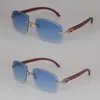 Randlose Holzsonnenbrille T8200762 Geschnitzte Linse Vintage Damen Trimmen Linse Unisex C Dekoration Hersteller ganz Designer313E