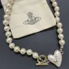 Viviane-Halskette, Designerin Viviennes Westwoods, luxuriöser Hip-Hop-Schmuck, französische Liebe, Saturn-Anhänger, Perlenkette für Damen, einfache Inns, leichte Luxus-Kragenkette