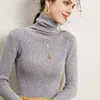 Pulls pour femmes vêtements en laine de mouton automne hiver pull à col roulé pull pull dames mince élastique cachemire tricot