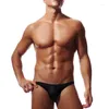 Sous-vêtements pour hommes Sexy taille basse Bikini slips élasticité solide sous-vêtements hanche ascenseur tongs grande poche U convexe G-String natation