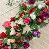 Fleurs décoratives 250CM Rose Artificielle Lierre Roses Soie Faux Guirlande Pour DIY Jardin Maison Décoration De Mariage 9/45 Têtes Fleur Vigne