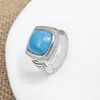 Clusterringen JADE ANGEL 14 mm turquoise ring voor vrouwen luxe grote twist kabelontwerp gepersonaliseerde sieraden accessoires feestbanket