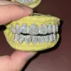 Skräddarsydd hiphop isad 925 Sterling Silver smycken Deep Cut VVS Moissanite Diamonds Teeth Mouth Grillz