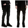 Neue Mode Marke Männer schwarze Jeans dünne zerrissene Stretch Slim West Hip Hop Swag Denim Motorrad Biker Hosen Jogger1217l