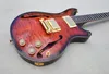 Factory Custom Semi-Hollow Body Braune E-Gitarre mit gestepptem Ahornfurnier, Gold-Hardware, Ebenholz 258