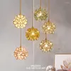 Pendant Lamps Led Art Chandelier Lamp Light Room Decor Flower Hanging Ceiling Nordic Style Metallic Down Restaurant Living Bedside