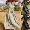 Sukienki swobodne 2023 Spring Long Rleeve V-Neck Sukienka Kwiatowa duża rozmiar 5xl boho print Maxi eleganckie luźne szyfonowe vestidos